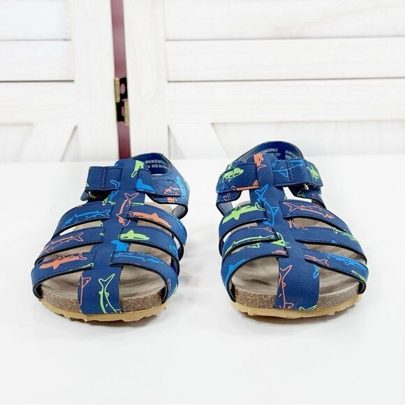 Max + Jake Finn Sharks Strappy Closed Toe Fisherman Sandals Blue Multi Toddler 9 - Picture 4 of 11